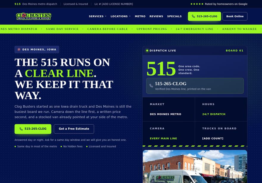 Des Moines, IA homepage concept