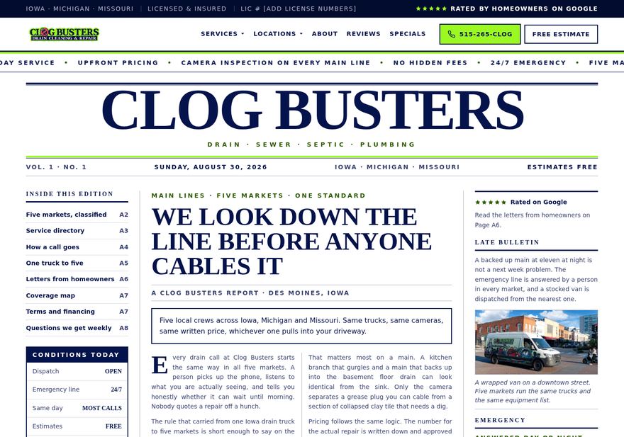 Broadsheet homepage concept